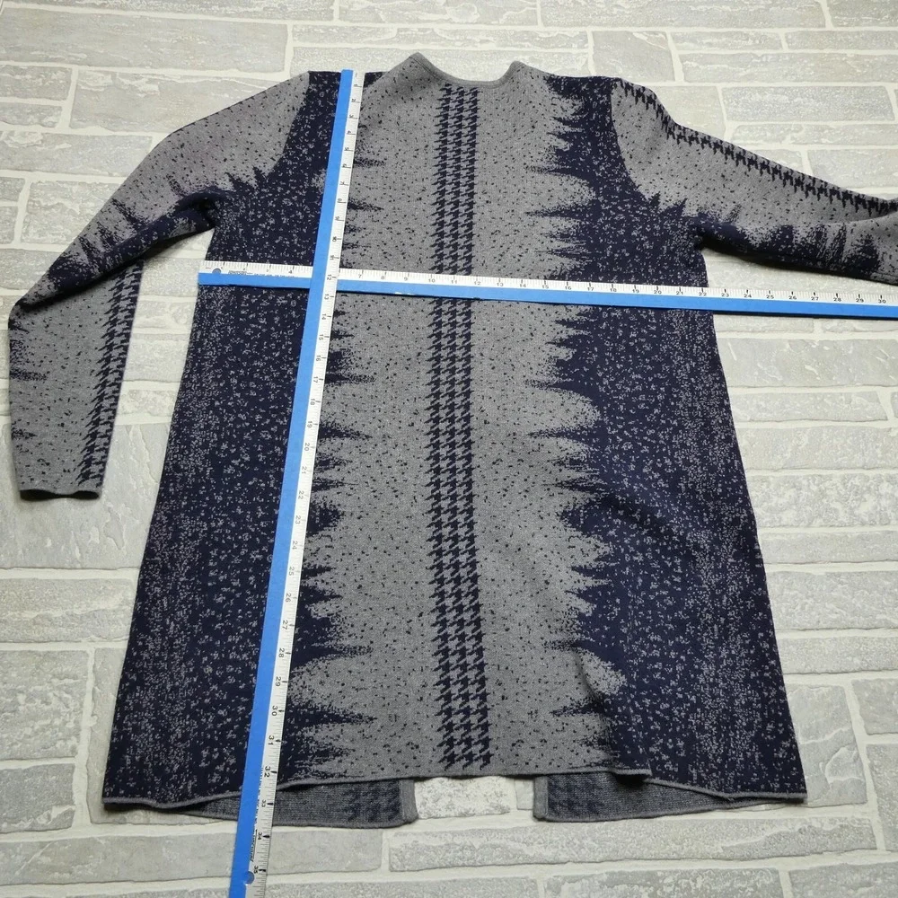 Creation‎ Sweater Womens Large Long Cardigan Gray Blue Angora Blend Pockets